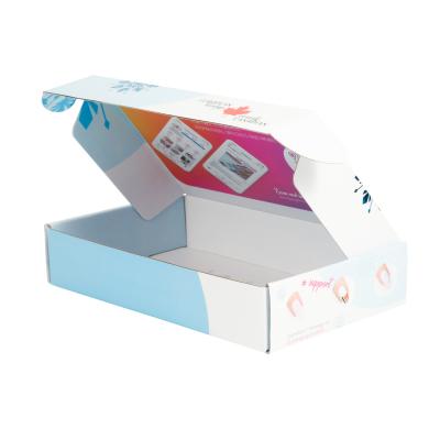 China Recyclable Corrugated Christmas Gift Packaging Box White And Blue T Shirt Packaging Box for sale