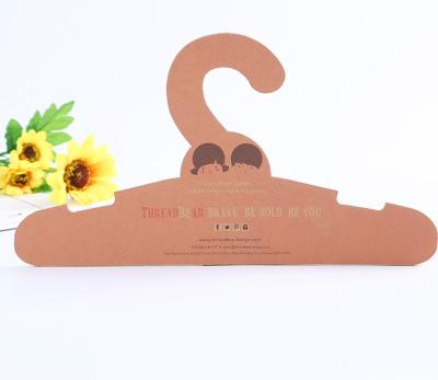 China Custom Space Save Clothes Brand Logo Printing Recycled Kraft Paper Cardboard Hanger For Packaging for sale