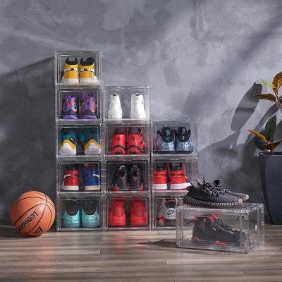 China Hot Selling Viable Front Open Door Steady Stacking Shoe Boxes with Logo Plastic Clear Shoe Box Custom Made for sale