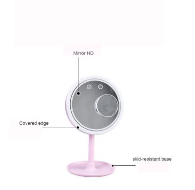 China Popular OEM Design Lighted Led Smart Light Touch Portable Makeup Mirror Beauty Handheld Makeup Mirror for sale