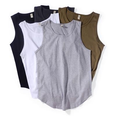 China Custom Brand Style Cotton Solid Color Casual Vest Men's Basic T-shirt Men's Sleeveless Tank Top for sale