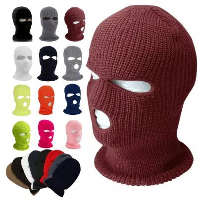 China Winter Hole 3 Ski Mask Black Knitted Comfortable COMMON Warmly for sale