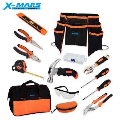 China Big capacity ; Portable X-Turry Hand Tools 14PCS DIY Kids Real Tool Bag Set Junior Steel Forged Tool Kit For Kids for sale