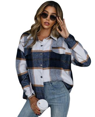 China Women Breathable Wool Standard Casual Coat Plaid Coat Autumn Boutique Luxury Clothing For Women Ladies Shirts for sale