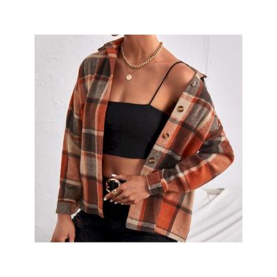 China 2022 Hot Sale Fashion Trend Plaid Short Button Down Shirt Custom Women's Casual Coat Women's Breathable Jacket for sale