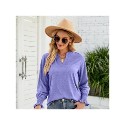 China Autumn New Elegant Women hot sale 2022 V-neck loose tops breathable for office women's clothing for sale