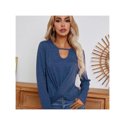 China 2022 Fashion Round Neck Soft T-shirt Hot Selling Breathable Casual Casual Long Sleeves Solid Color Retro Long Sleeves Make In China for sale