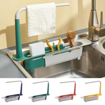 China Viable Pool Drain Rack Drain Basket Kitchen Storage Telescopic Storage Rack for sale