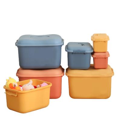 China New Sustainable Household Storage Organizer Colorful Stackable Plastic Storage Box With Handle for sale