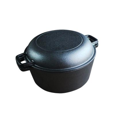 China Outdoor Cooking Tool 4.8L 26cm 3-5People Use Multifunctional Cast Iron Stew Pot Soup Pot With Lid for sale