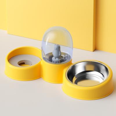 China Double Shaped Cute Wholesale Automatic Stainless Steel Metal Feeder Cat Pet Dog Bowl for sale