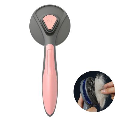 China Viable Newcomers Pet Grooming Brush Self Cleaning Dog Cat Brush Remove Dog Hairs Pet Comb for sale