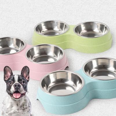 China Easy Clean Dog Cat Feeder Pet Bowls Selling Wheat Straw Pet Food Automatic Hot Water Bowl for sale