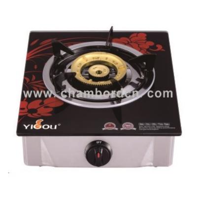 China Car 1 Burner Cooking Gas Hob with Glass Top Steel Burner and S.S. Frame for sale