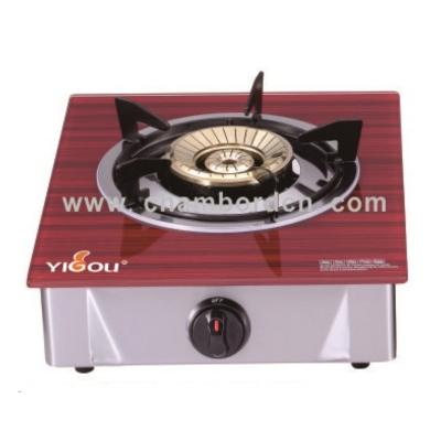 China Car 1 Burner Cooktop Gas Hob with Glass Top Steel Burner and S.S. Frame for sale