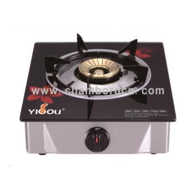 China Single Car 1 Burner Cooktop Gas Hob with Glass Gratin Burner and S.S. Frame for sale