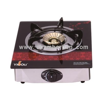 China Wholesale Single Burner Car Gas Stove with 7mm Tempered Glass Cast Iron Burner and S.S. for sale