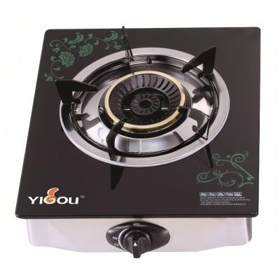 China Single car cooker gas stove with 7mm tempered glass cast iron burner and S.S. for sale