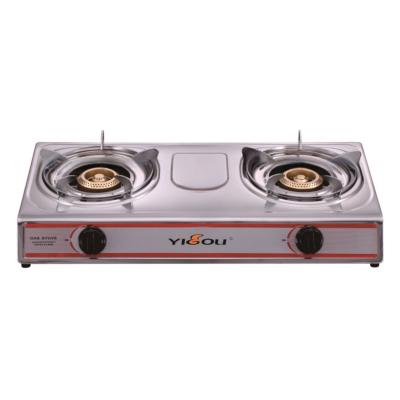 China Car Stainless Steel 2 Burner Tabletop Gas Stove with Honeycomb Cast Iron Rion Burner for sale