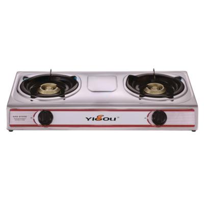 China Car Stainless Steel 2 Burner Cooktop Gas Stove with Honeycomb Cast Iron Rion Burner for sale