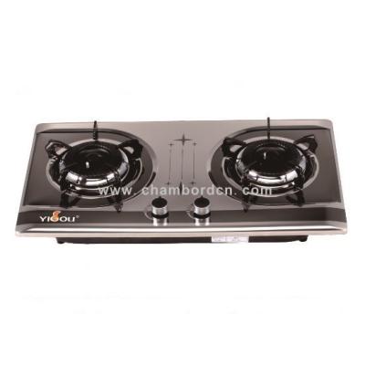 China Hotel Stainless Steel Gas Stove 2 Burner Built-In Installation With Black Painted Shell for sale