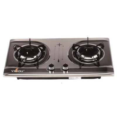 China Hotel stainless steel gas stove cooktop 2 burner blue flame built-in installation for sale