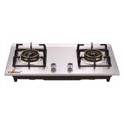 China Integrated 2 burner gas stove Hotel cooktop factory wholesale glass head LPG NG for sale