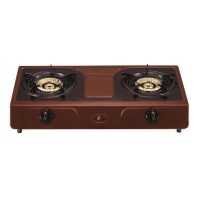 China Car Double-Cooker Cooktop Gas Stove Stainless Steel Frame and Brass Burner for sale