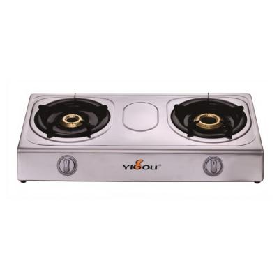 China Indian Car Double Burner Cooker Gas Hob with Brass and Stainless Steel Burner Frame for sale