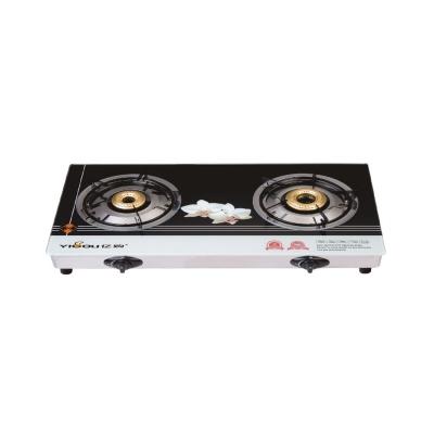 China Hotel Factory Price Tempered Glass Gas Stove Double Burner With Competitive Price Tabletop Gas Cooker for sale