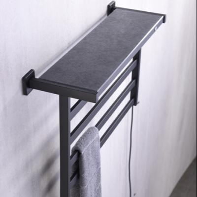 China Popular Heater Hot Matte Black Spray Paint Stainless Steel 304 Plug In Heater Electric Towel Rack For Bathroom for sale