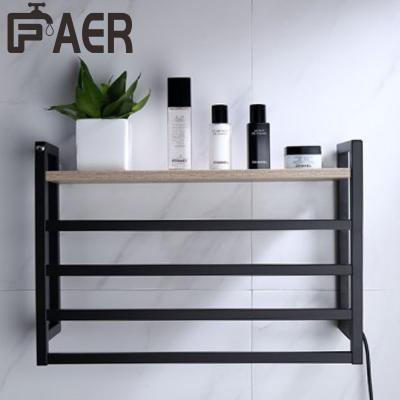 China Heater New Item Stainless Steel Matte Black Wall Mounted Plug in Towel Holder Heater for Bathroom for sale