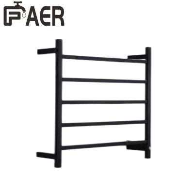 China Heater Hot Popular Stainless Steel Spray Paint Black Square 5 Heated Bars Towel Rack For Bathroom for sale