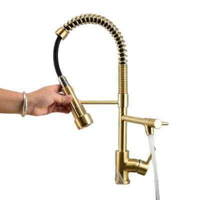 China High Quality Brass Copper Brass Gold Body Metered Brush Hot Cold Valve Taps Kitchen Sink Water Faucet for sale