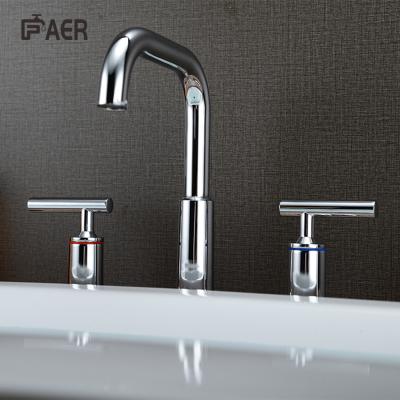 China Faucets China Factory Factory Hot Cold Double Valve Metal Chrome Bathroom Sink Water Basin Faucet Metered for sale