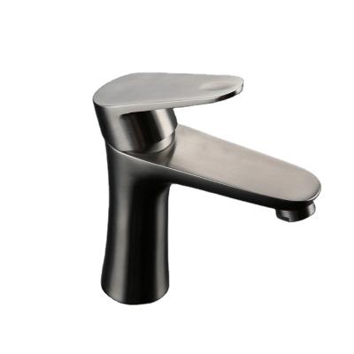 China Basin Faucets Chrome Stainless Steel Single Hole High Quality Metered Cold Brushed Water Faucet For Bathroom for sale