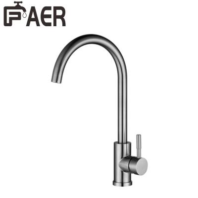 China Modern Minimalist Single Handle Stainless Steel Chrome Water Mixer Tap Brushed Faucet For Kitchen for sale