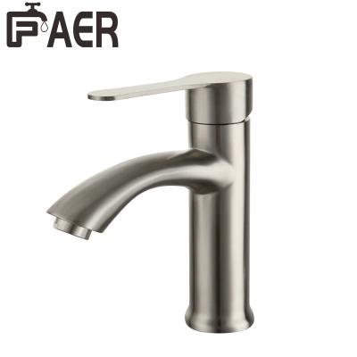 China Hotel Faucets 304 Stainless Steel Bathroom Chrome Face Basin Sink Modern Deck Mounted Water Faucet Metered for sale