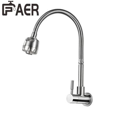 China Excellent Metered Faucets Stainless Steel Single Hole Brushed Chrome Sink Waterfall Wall Mounted Faucet For Kitchen for sale