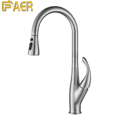 China Faucets Art Decor Stainless Steel Stretchable Hand Sprayer Kitchen Water Mixer Tap Metered Faucet for sale