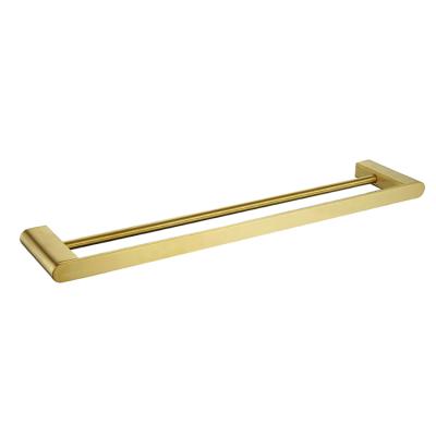 China Modern Gold Bathroom Accessory Brass Towel Rack Towel Rail Towel Rail Poles Modern Double Brushed Towel Rod for sale