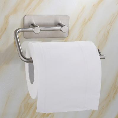 China Modern Black Self Adhesive Toilet Paper Holder Stainless Steel Tissue Paper Roll Towel Holder for sale