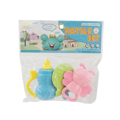 China 3pcs Cartoon Shape Plastic Soft Silicone Baby Toy Set Rattles For Teether for sale