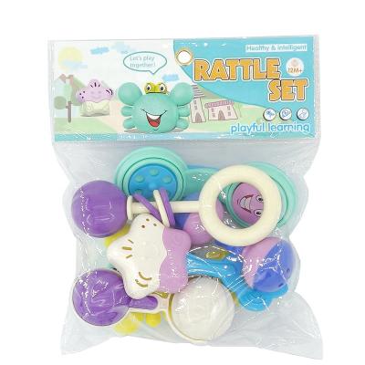 China 6pcs Cartoon Shape Plastic Soft Silicone Baby Toy Set Rattles For Teether for sale