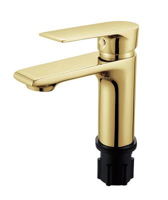 China OEM Brass Gold Basin Mixer Tap Single Lever Bathroom Hot And Cold Water à venda