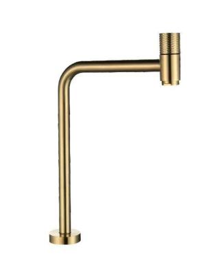 China Cold Water Basin Tap Mixer SUS304 Bibcock High Long Spout Single Deck Mounted Brushed Gold Golden Te koop