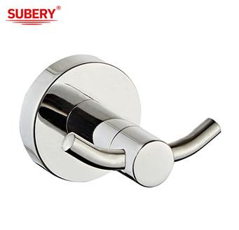 Chine Accessoires de salle de bains montés sur le mur SUS304 Double Robe Hook chrome poli design rond OEM ODM à vendre