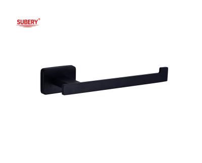 China Zinc Wall Mounted Bathroom Accessories WC toilet roll paper holder matt black rectangle design OEM ODM for sale