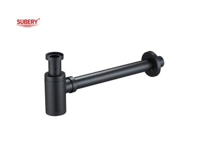 China Matt Black Siphon Bathroom OEM Lavatory Sink Drains For Wash Basin Zinc Bottle Trap for sale