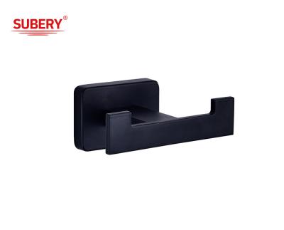 China Zinc Modern Double Robe Hook Bathroom Matt Black Oem Accessories Design for sale